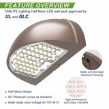 Half Moon Full Cut Off LED Wall Pack Light - 80W/64W/48W Wattage Selectable - CCT 3000K/4000K/5000K - AC 120-347V