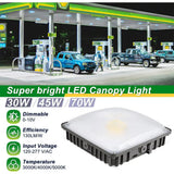 70W/45W/30W Power Selectable LED Canopy Garage Light with 3CCT (3500K/4000K/5000K), LED Parking Garage Lights-AC 90-277V IP65 Commercial Residential Lights