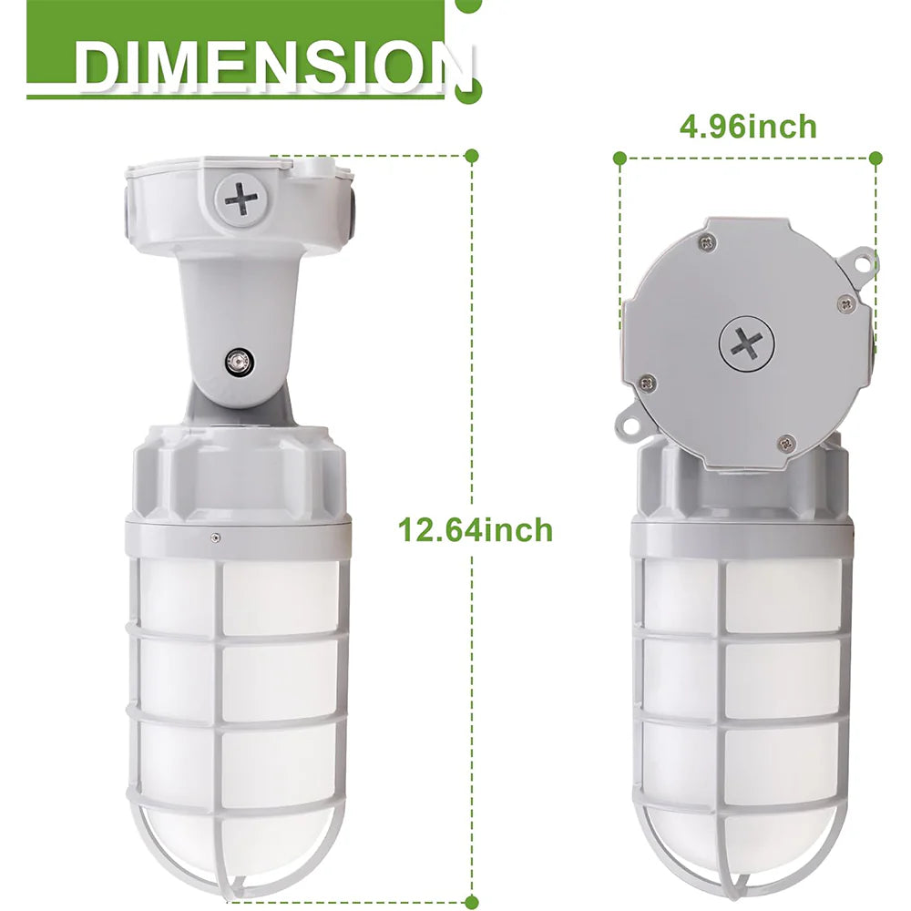21W Vapor Tight LED Jelly Jar Light 2562 Lumens Ceiling Mount 5000K-UL cUL Certified