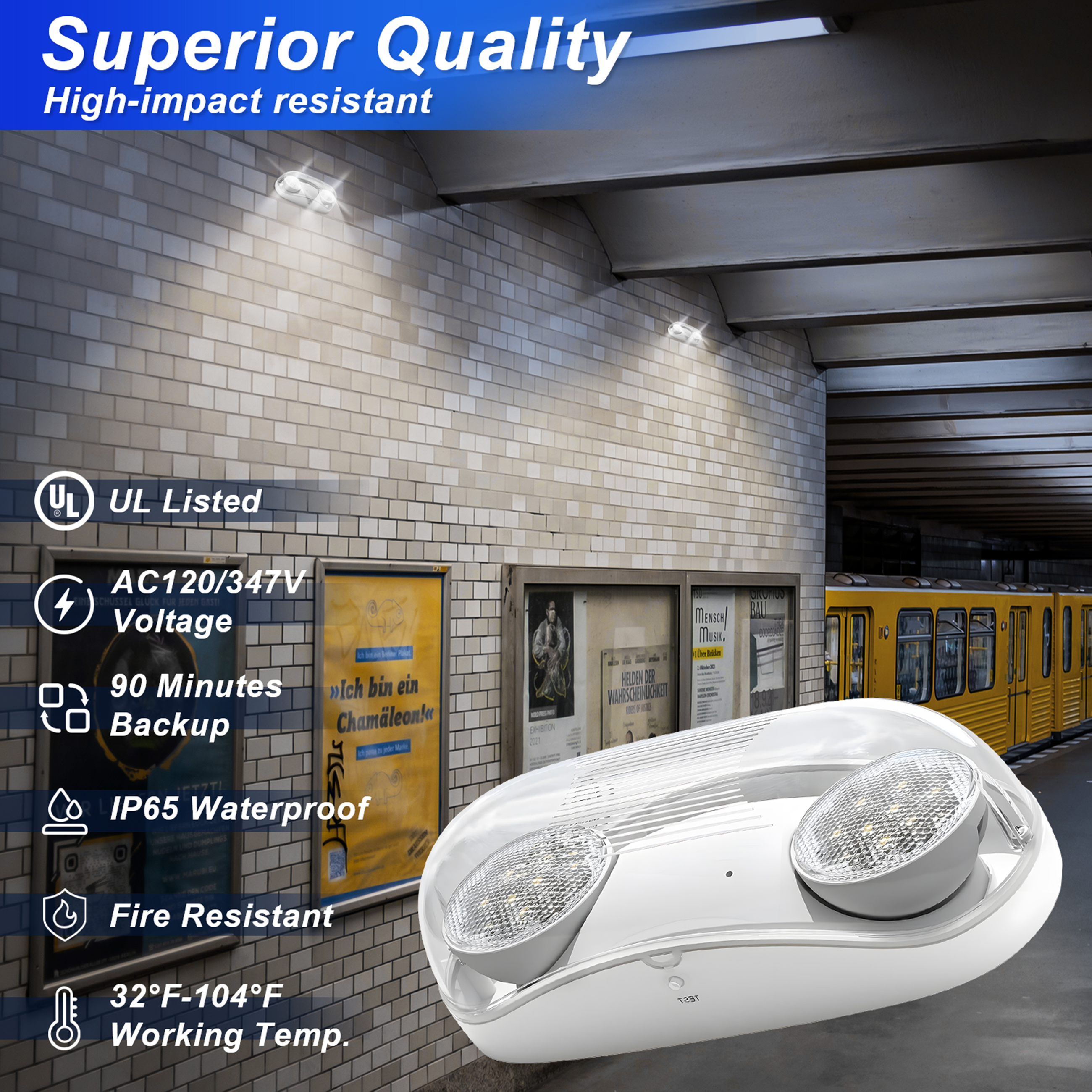 TANLITE LED Wet Location Outdoor Emergency Light with Adjustable Light Heads. UL-Listed. Rechargeable Battery Backup Included For Emergency Lighting