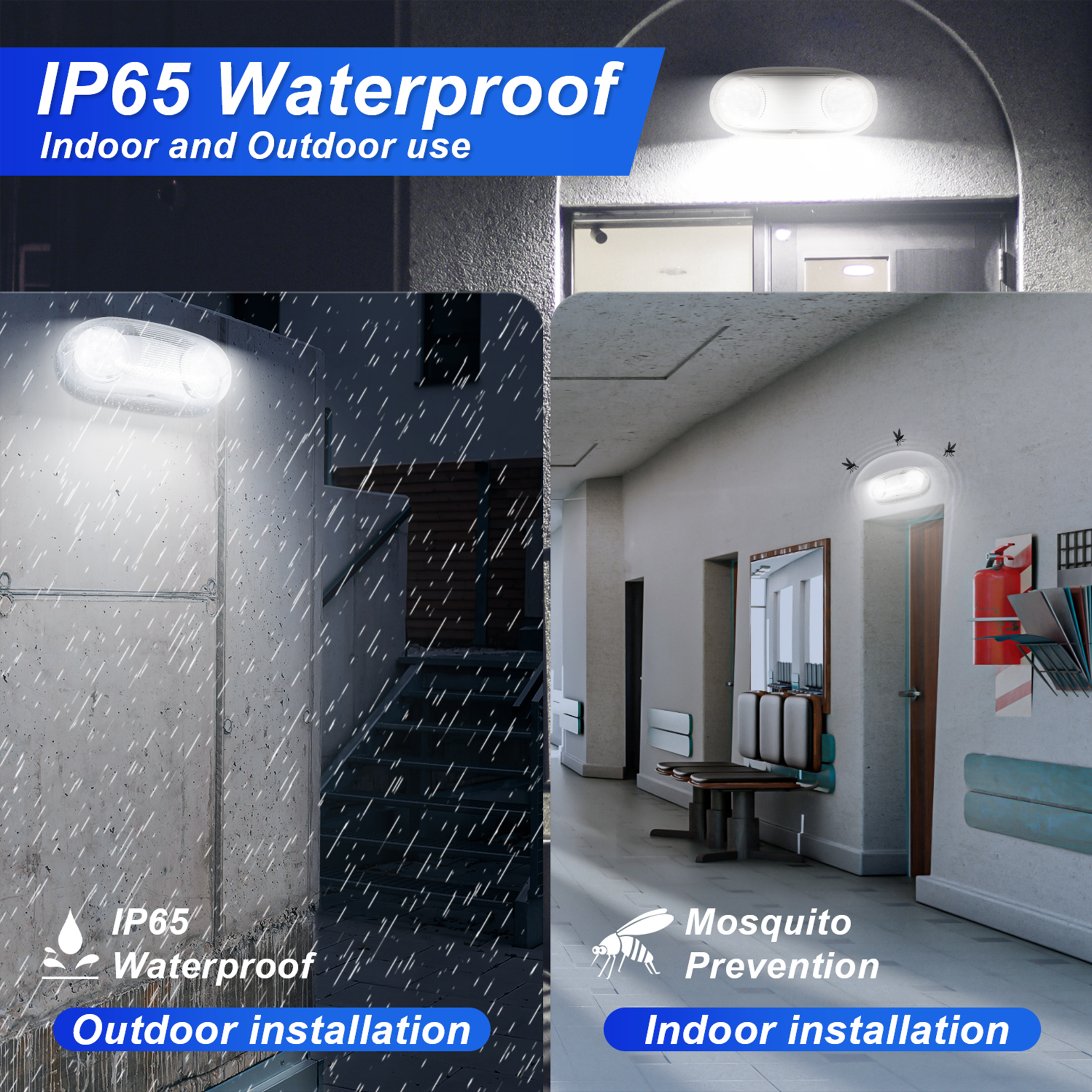 TANLITE LED Wet Location Outdoor Emergency Light with Adjustable Light Heads. UL-Listed. Rechargeable Battery Backup Included For Emergency Lighting