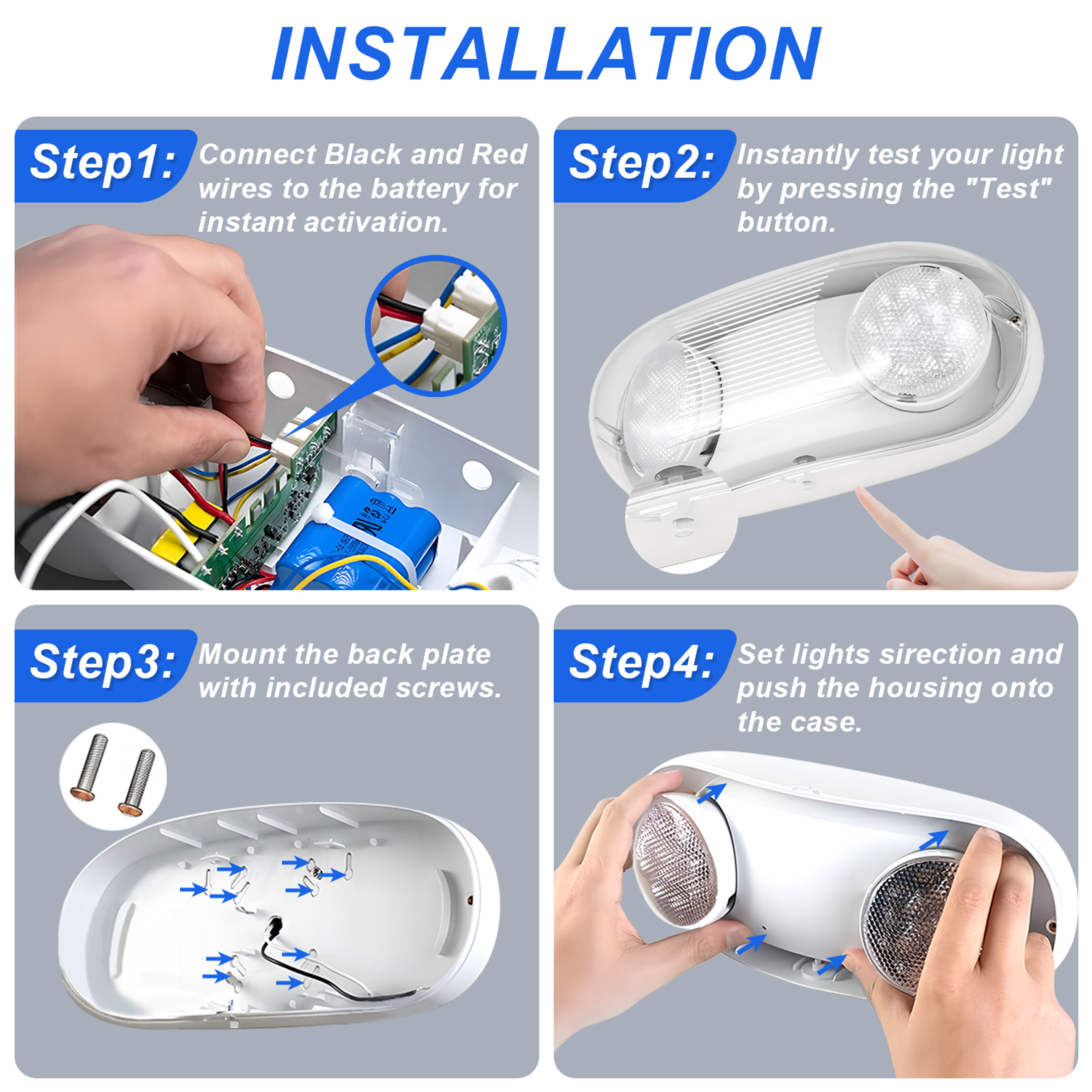 TANLITE LED Wet Location Outdoor Emergency Light with Adjustable Light Heads. UL-Listed. Rechargeable Battery Backup Included For Emergency Lighting