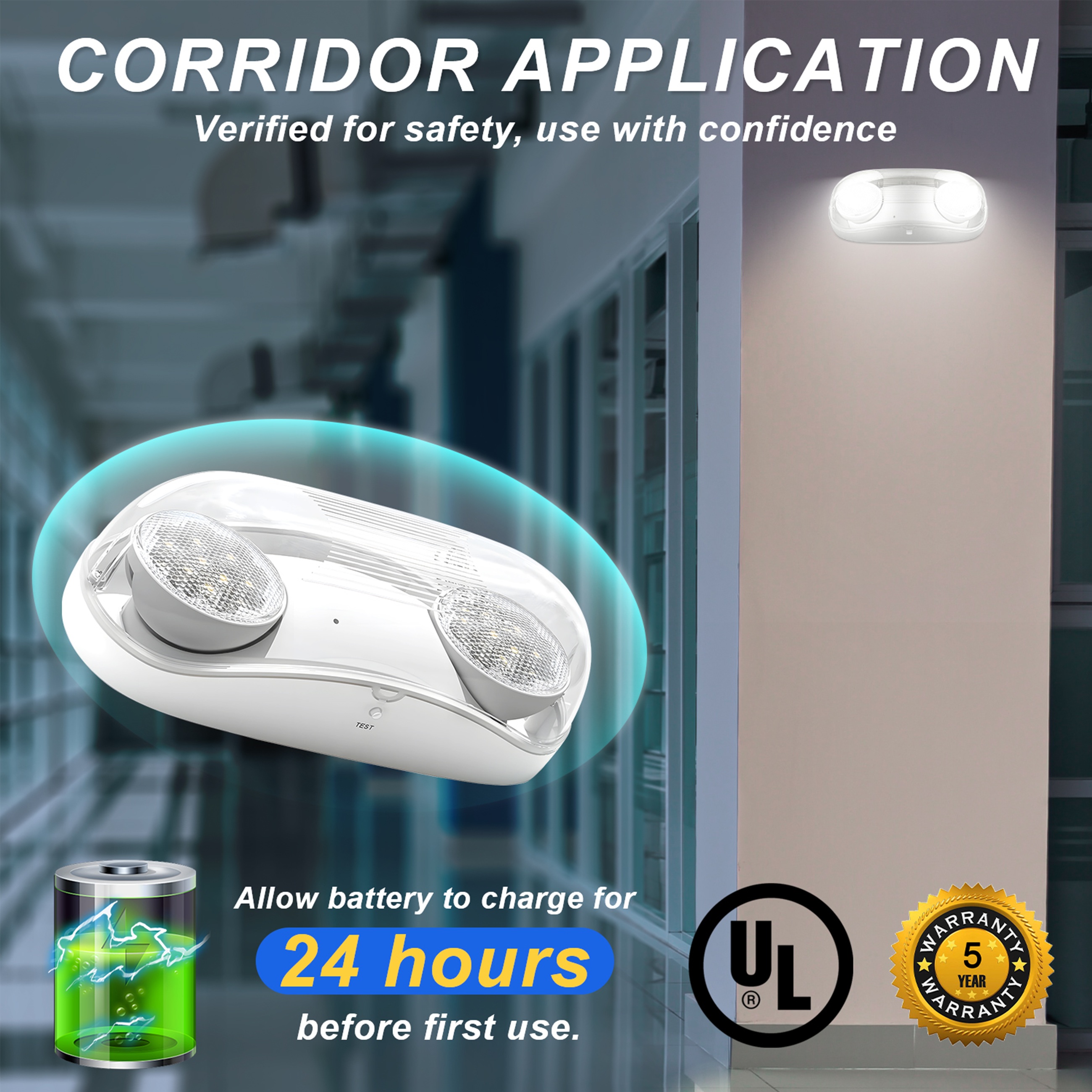 TANLITE LED Wet Location Outdoor Emergency Light with Adjustable Light Heads. UL-Listed. Rechargeable Battery Backup Included For Emergency Lighting