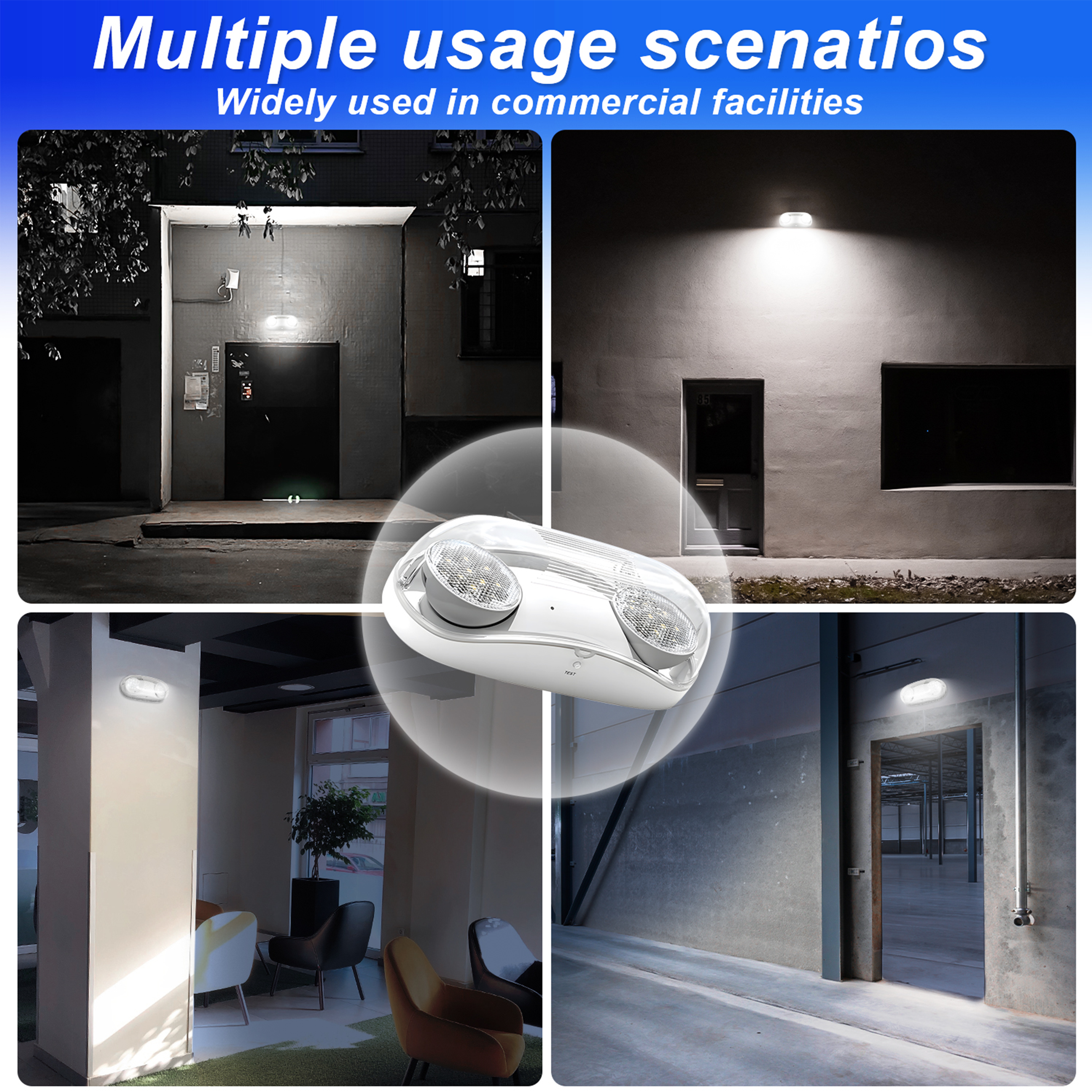 TANLITE LED Wet Location Outdoor Emergency Light with Adjustable Light Heads. UL-Listed. Rechargeable Battery Backup Included For Emergency Lighting