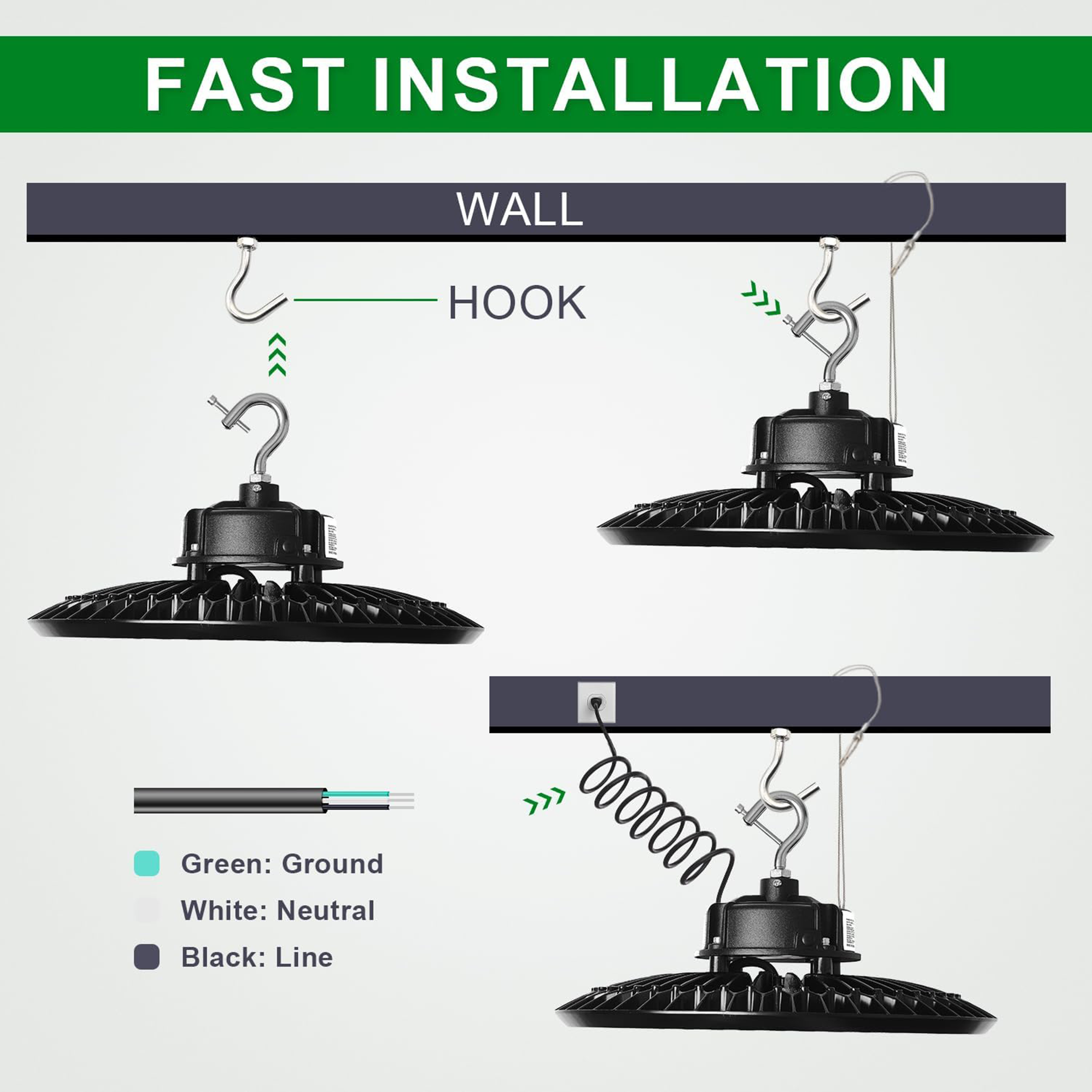 100W LED UFO High Bay Light-CCT 5000K-AC 100-277V-16.000 Lumens-5 Years warranty-ETL+DLC 5.1