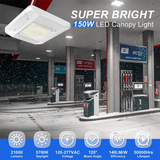 150W LED Canopy Gas Station Light-CCT 5700K Surface Mount-(600W HID/HPS Replacement) 21000LM Commercial Canopy Ceiling Lighting, IP65 Waterproof 100-277V DLC UL Listed