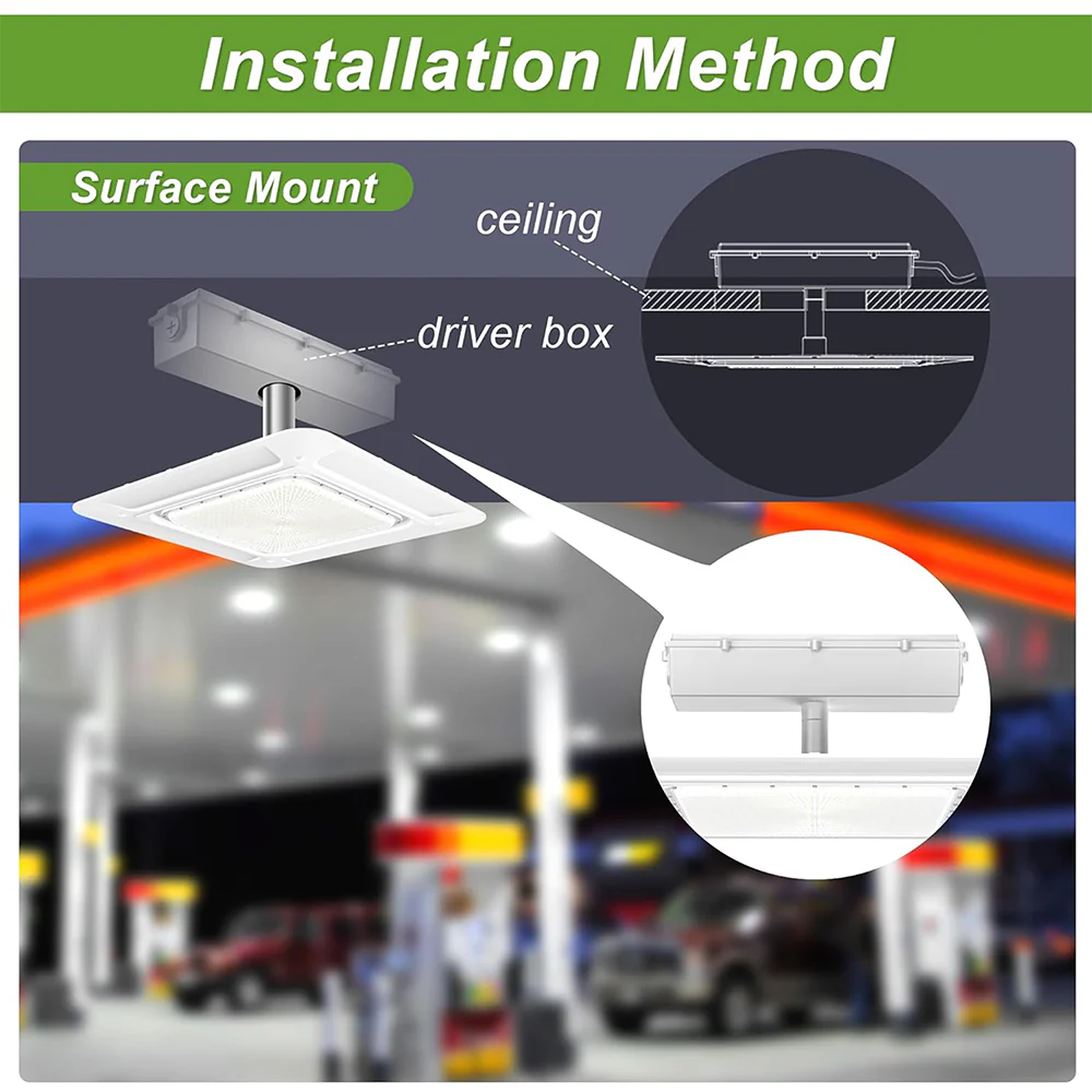 180W LED Canopy Light-AC 120~277V-CCT 5700K-0~10V Dimming- Lumen Output 25.200 Lumens-UL & DLC 5.1 Listed