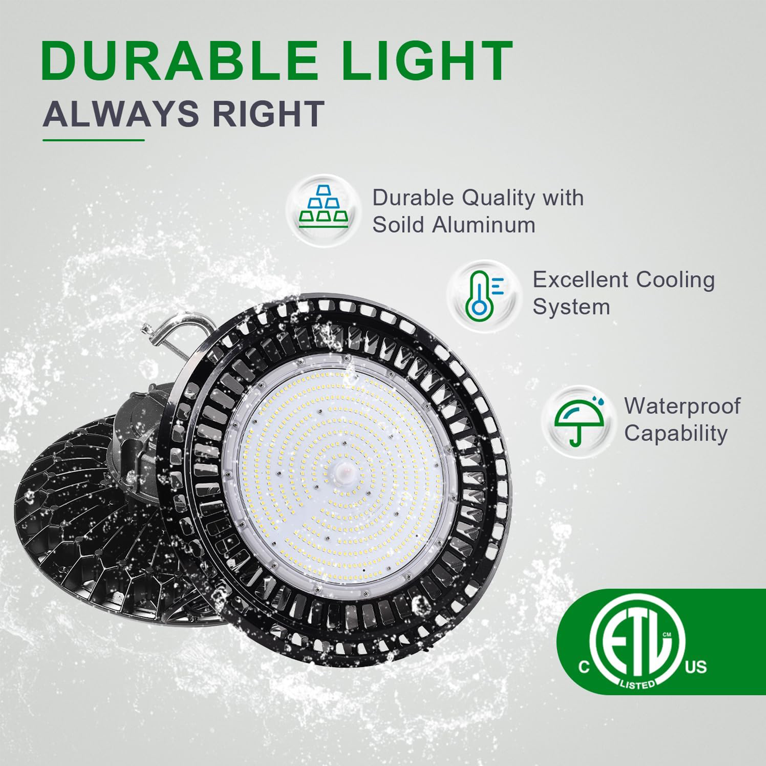 240W LED UFO High bay CCT 5000K-AC 100-277V-38.400 Lumens-ETL+DLC 5.1