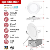 40 Pack-4 inch Ultra-Thin LED Recessed Downlight-Canless-Selectable CCT-Dimmable-2700K/3000K/3500K/4000K/5000K - LEDLIGHTING WHOLESALE