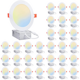 30 Pack-6 inch 12W Ultra-Thin LED Recessed Downlight-Canless-Selectable CCT-Dimmable-2700K/3000K/3500K/4000K/5000K - LEDLIGHTING WHOLESALE