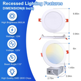 30 Pack-6 inch 12W Ultra-Thin LED Recessed Downlight-Canless-Selectable CCT-Dimmable-2700K/3000K/3500K/4000K/5000K - LEDLIGHTING WHOLESALE