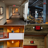 Black Combo Red Letter LED Emergency Exit Sign-Battery Backup-Adjustable Light Heads-Single or Double Face - LEDLIGHTING WHOLESALE