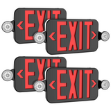 Black Combo Red Letter LED Emergency Exit Sign-Battery Backup-Adjustable Light Heads-Single or Double Face - LEDLIGHTING WHOLESALE