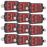 Black Combo Red Letter LED Emergency Exit Sign-Battery Backup-Adjustable Light Heads-Single or Double Face