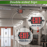 Black Combo Red Letter LED Emergency Exit Sign-Battery Backup-Adjustable Light Heads-Single or Double Face