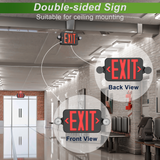 Black Combo Red Letter LED Emergency Exit Sign-Battery Backup-Adjustable Light Heads-Single or Double Face - LEDLIGHTING WHOLESALE