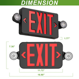 Black Combo Red Letter LED Emergency Exit Sign-Battery Backup-Adjustable Light Heads-Single or Double Face - LEDLIGHTING WHOLESALE
