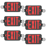 Black Combo Red Letter LED Emergency Exit Sign-Battery Backup-Adjustable Light Heads-Single or Double Face - LEDLIGHTING WHOLESALE