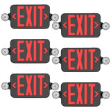Black Combo Red Letter LED Emergency Exit Sign-Battery Backup-Adjustable Light Heads-Single or Double Face