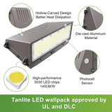 120W/100W/90W/60W Full-Cutoff LED Wall Pack-Wattage & CCT (50K/40K/30K) Selectable-LED Wall Light-Energy Efficient-Up to 20400 Lumens