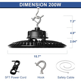 200W 480V LED UFO High Bay Light-CCT 5000K-AC 277V~480V-32.000 Lumens-5 Years warranty-ETL+DLC 5.1 - LEDLIGHTING WHOLESALE