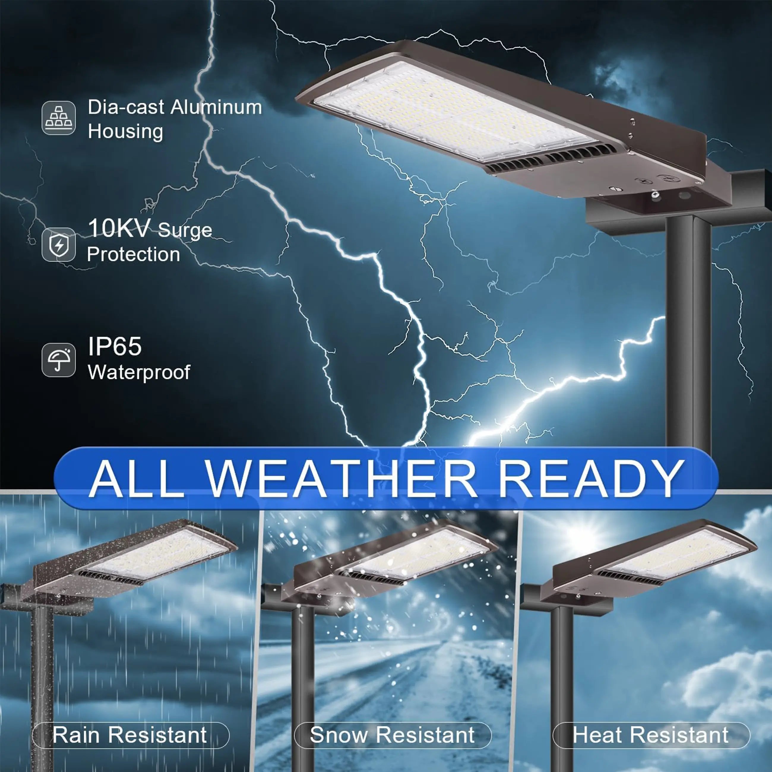 150W 480V LED Parking Lot Shoebox Light-21,000 Lumens-CCT 5000K-400W Metal Halide Equivalent-With Bracket Mount-5 Years Warranty