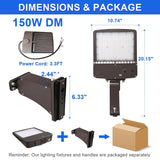 150W 480V LED Parking Lot Shoebox Light-21,000 Lumens-CCT 5000K-400W Metal Halide Equivalent-With Bracket Mount-5 Years Warranty