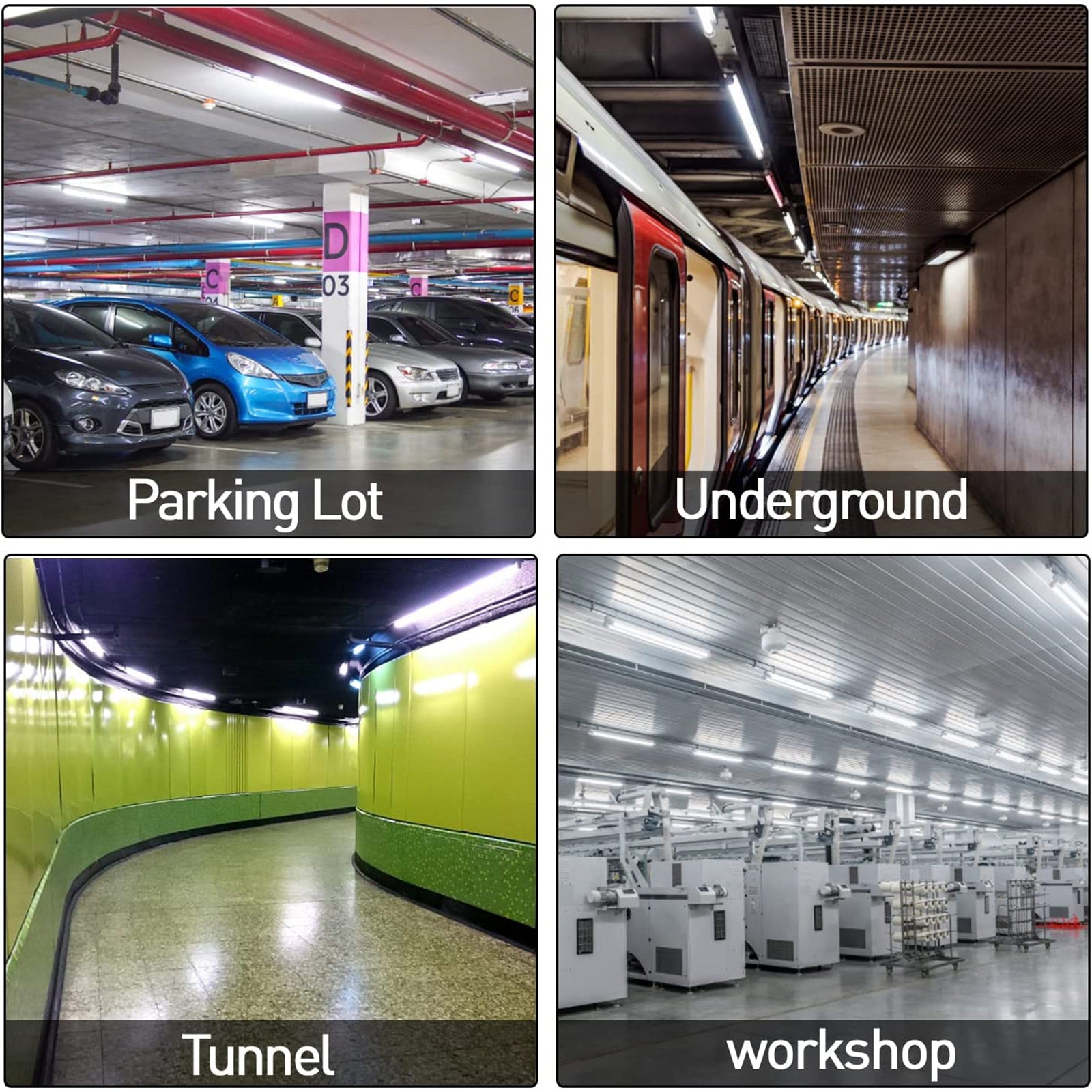 4FT LED Vapor Tight Light.Wattage 30W/40W 60W CCT 3000K/4000K/5000K LED Vapor Proof 4ft Light Fixture for Cold Storage Facilities. Car Washes. Parking Garages. UL Listed (6 Pack)