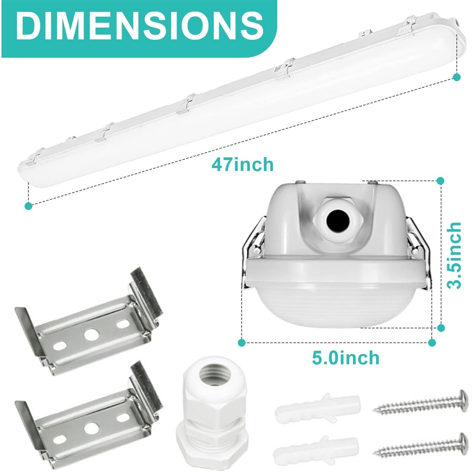 4FT LED Vapor Tight Light.Wattage 30W/40W 60W CCT 3000K/4000K/5000K LED Vapor Proof 4ft Light Fixture for Cold Storage Facilities. Car Washes. Parking Garages. UL Listed (6 Pack)