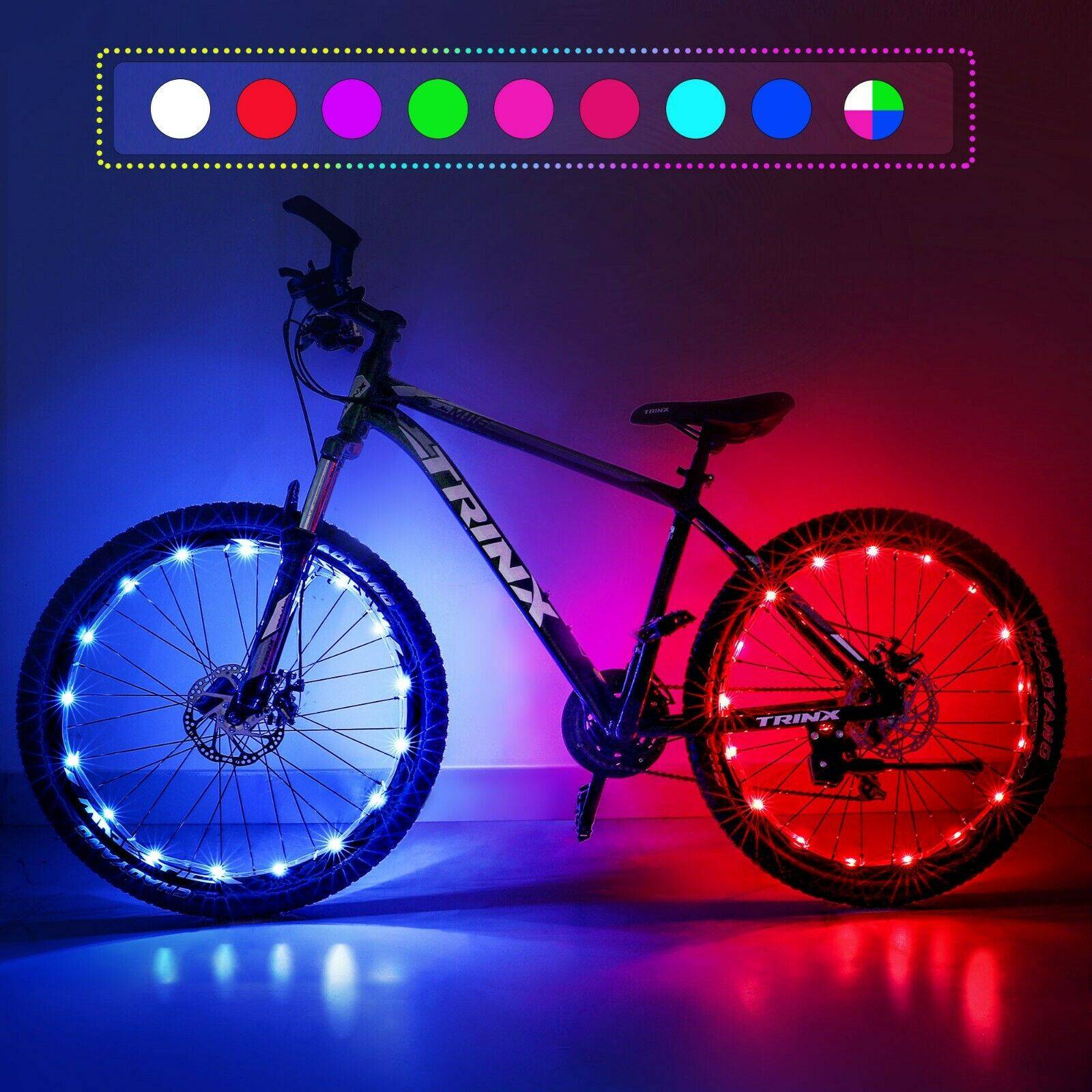 2 Pack LED Bicycle Wheel Light, 7 Colours In One Waterproof Bicycle - LEDLIGHTING WHOLESALE