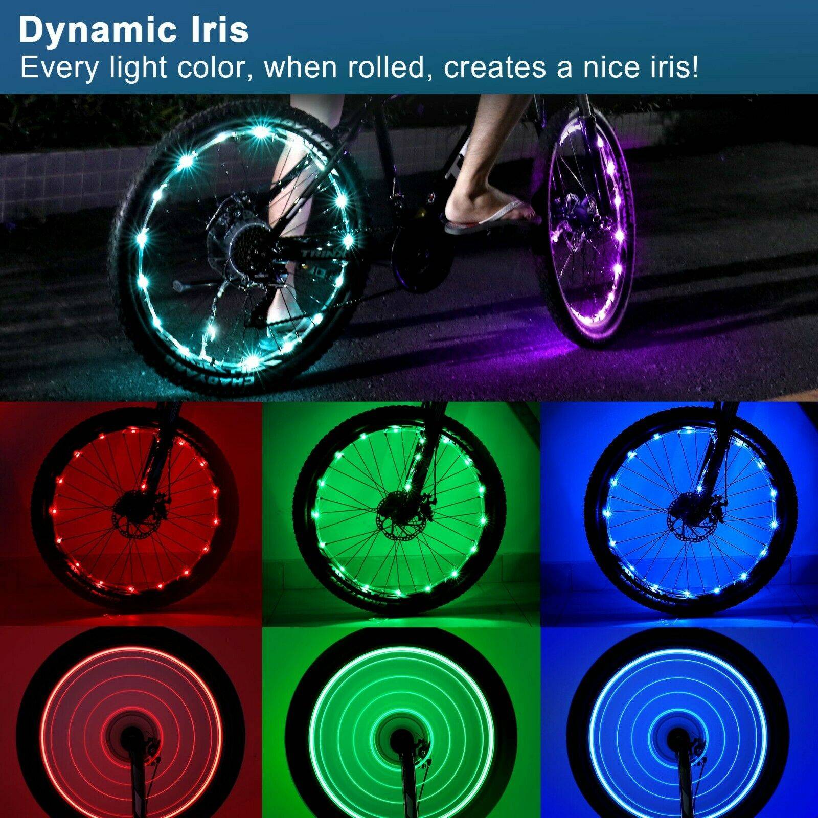 2 Pack LED Bicycle Wheel Light, 7 Colours In One Waterproof Bicycle - LEDLIGHTING WHOLESALE