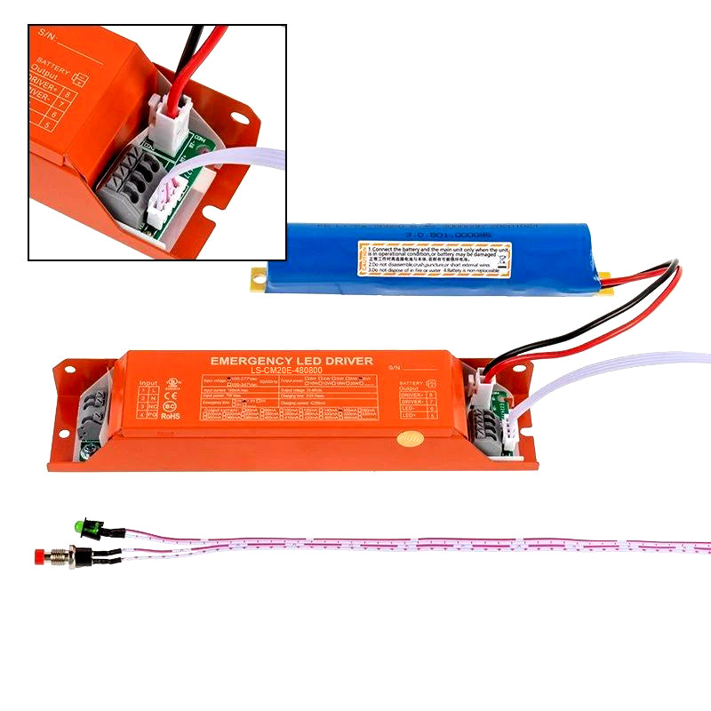 8W Emergency Backup Battery Driver-AC 100~277V For Panel Lights/Troffer Lights