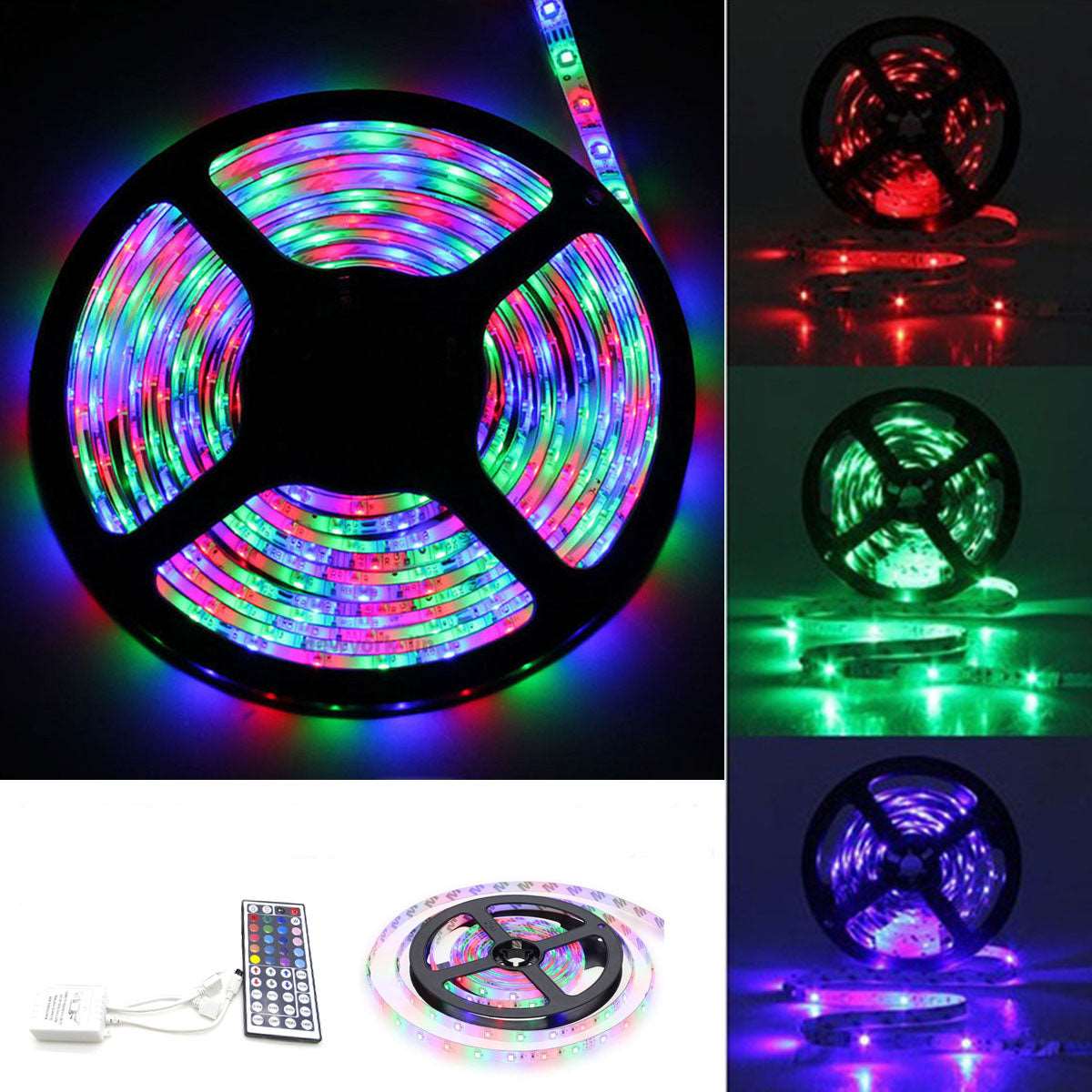 3M 5M 10M 3528 SMD RGB LED Strip Light Non-waterproof String Tape Kit 44 Key IR Remote Control