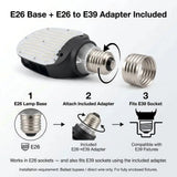 LED Corn Bulb E39 Base - 30/45/60W Selectable - Up to 8,400 Lumens 5000K Daylight - 200W MH/HPS Replacement - Commercial Retrofit Light for Parking Lot, Street & Wall Pack