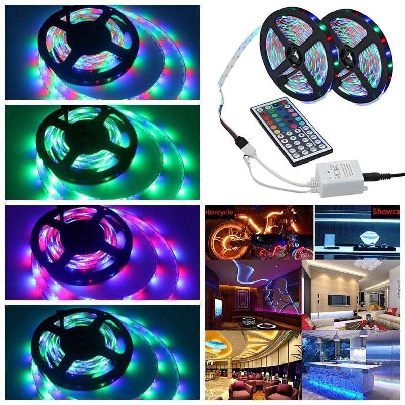 3M 5M 10M 3528 SMD RGB LED Strip Light Non-waterproof String Tape Kit 44 Key IR Remote Control