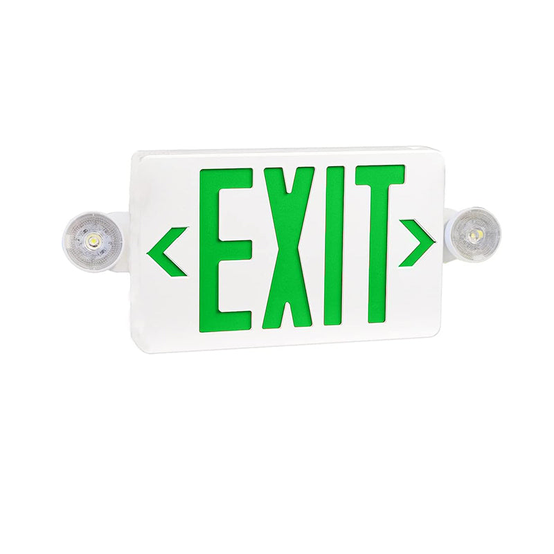 Green LED Exit Sign with Emergency Lights,120-277V,UL-Listed - LEDLIGHTING WHOLESALE