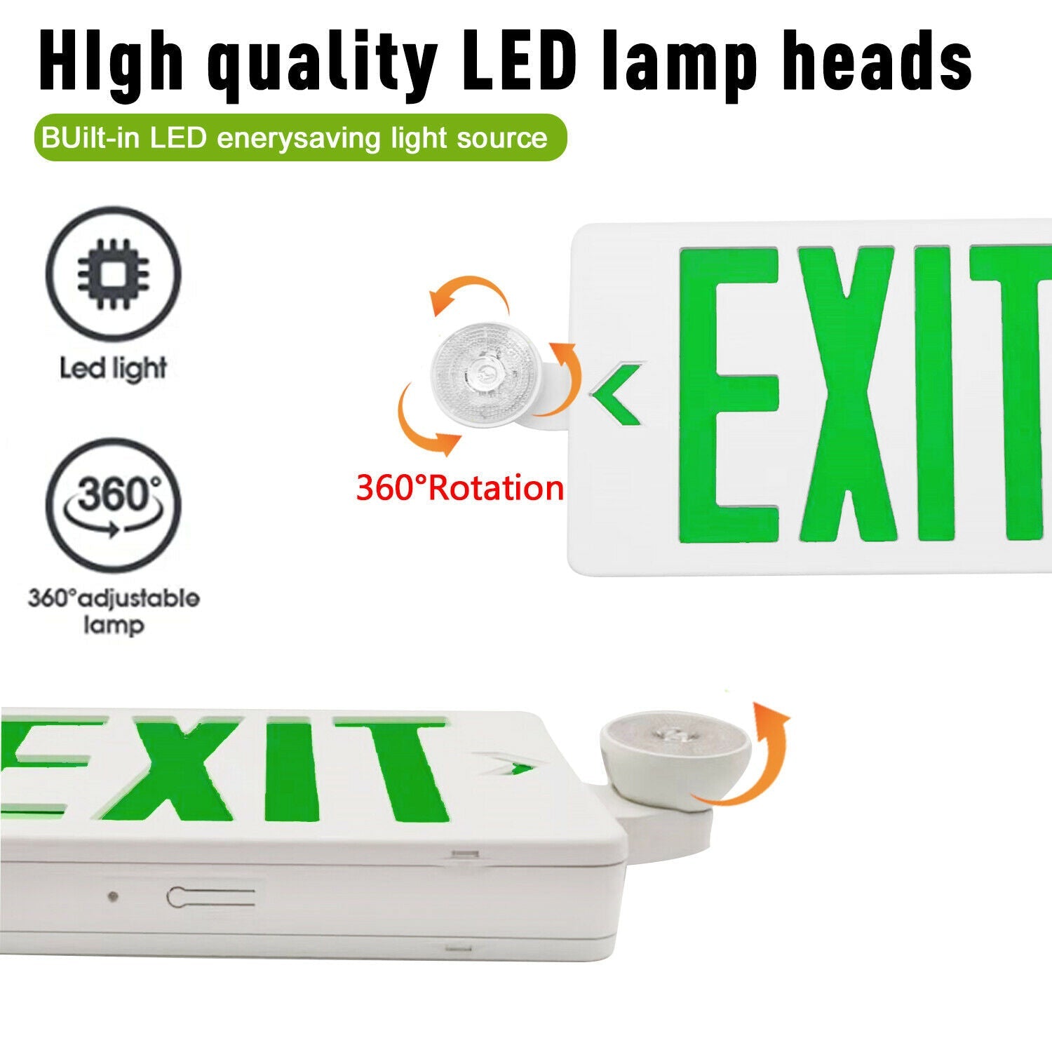 TANLITE Led Red/Green LED Exit Sign. UL-Listed Emergency Light - Dual LED Lamp ABS Fire Resistance