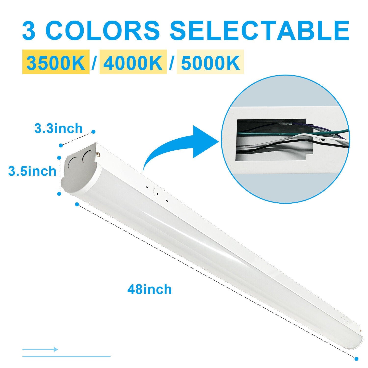 4 Pack-4ft Linkable LED Linear Strip Light-40W 5200LM-3500K/4000K/5000K Selectable DLC UL Certified 5 Years Waranty