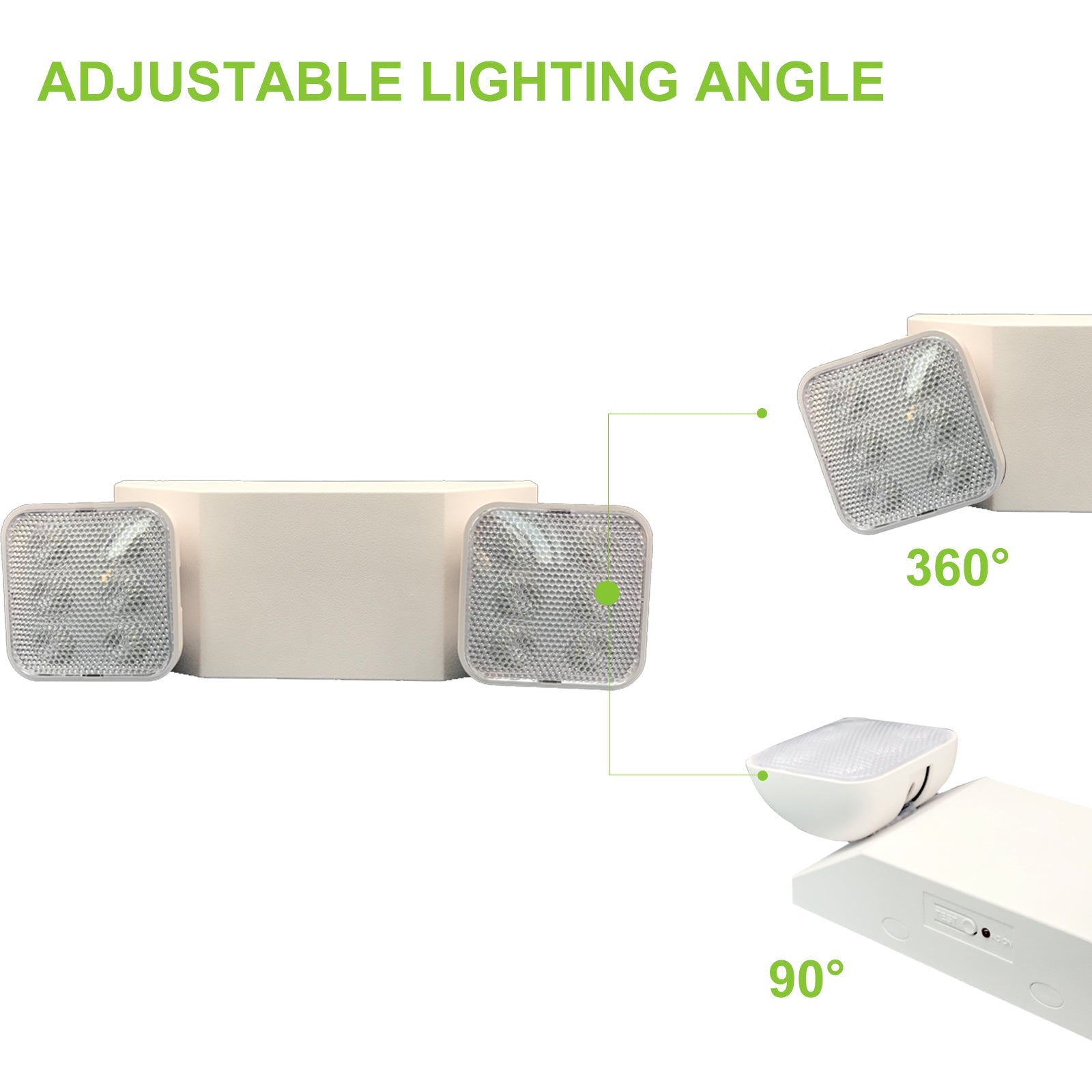LED Emergency Light with Battery Backup. Adjustable Light Heads. Emergency Exit Lights for Home Power Failure. High Light Output for Commercial Hallways. Stairways. Fire Resistant