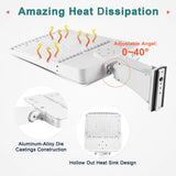 300W White Housing LED Parking Lot Light-1000W MH Equiv-42,000 Lumens-5000K Daylight-100-277V AC-UL& DLC Listed