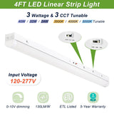 4 Pack-4ft Linkable LED Linear Strip Light-24W/32W/40W-3500K/4000K/5000K Selectable-ETL UL Certified 5 Years Waranty