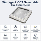LED Parking Garage Canopy Light-Selectable Wattage and CCT-Up to 13,000 Lumens-60W / 80W / 100W-3000K/4000K/5000K