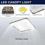 LED Parking Garage Canopy Light-Selectable Wattage and CCT-Up to 13,000 Lumens-60W / 80W / 100W-3000K/4000K/5000K