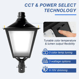 LED Decorative Post Top Light-30/50/60W Wattage Selectable-3000K/4000K/5000K CCT Adjustable-AC 100-277V