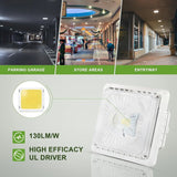LED Parking Garage Canopy Light - 30W/40W/55W Selectable – 150W MH Equivalent-3000K/4000K/5000K-0-10V Dimmable-Surface/Pendant Mount