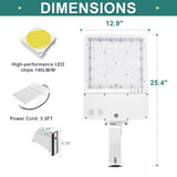 300W White Housing LED Parking Lot Light-1000W MH Equiv-42,000 Lumens-5000K Daylight-100-277V AC-UL& DLC Listed