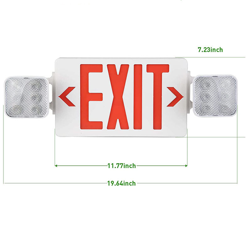 Two LED Adjustable Head-LED Combo Exit Sign Emergency Light-120-277V-UL Listed - LEDLIGHTING WHOLESALE