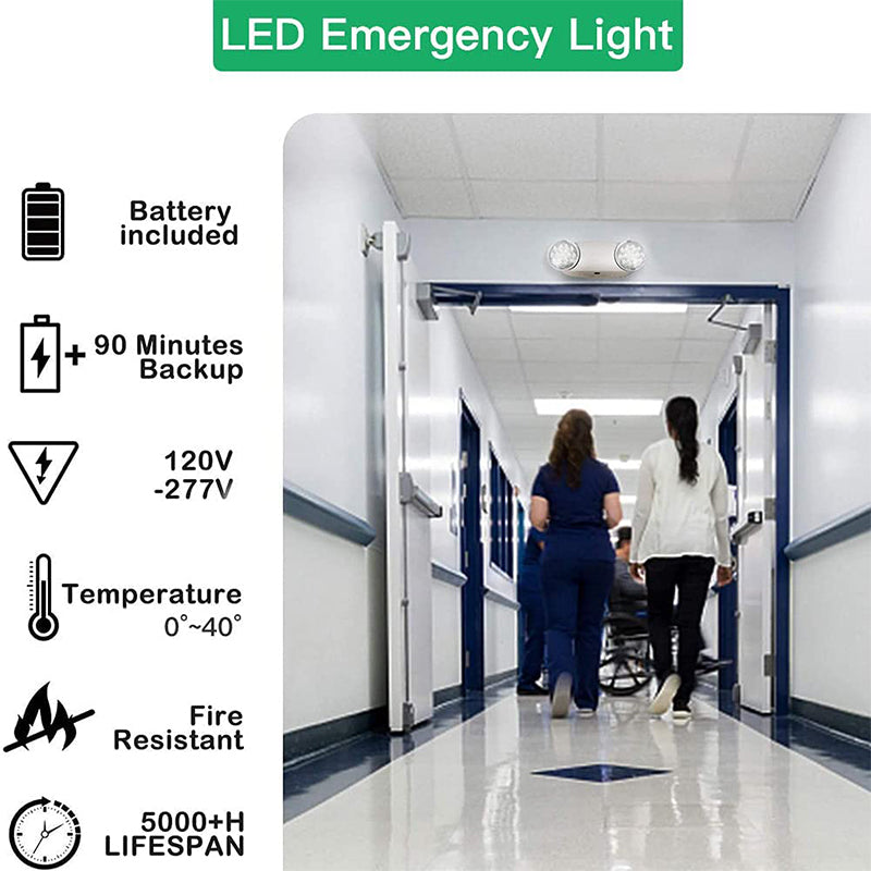 LED Emergency Exit Lighting Fixtures with Two Heads,Battery Backup,UL Qualified - LEDLIGHTING WHOLESALE