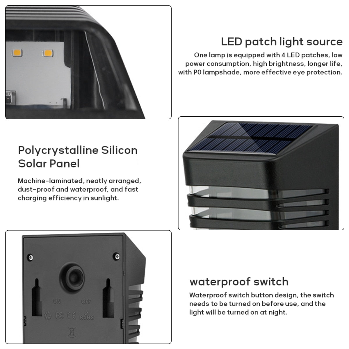 Solar LED Light Outdoor Solar-Fence Lights Waterproof - LEDLIGHTING WHOLESALE