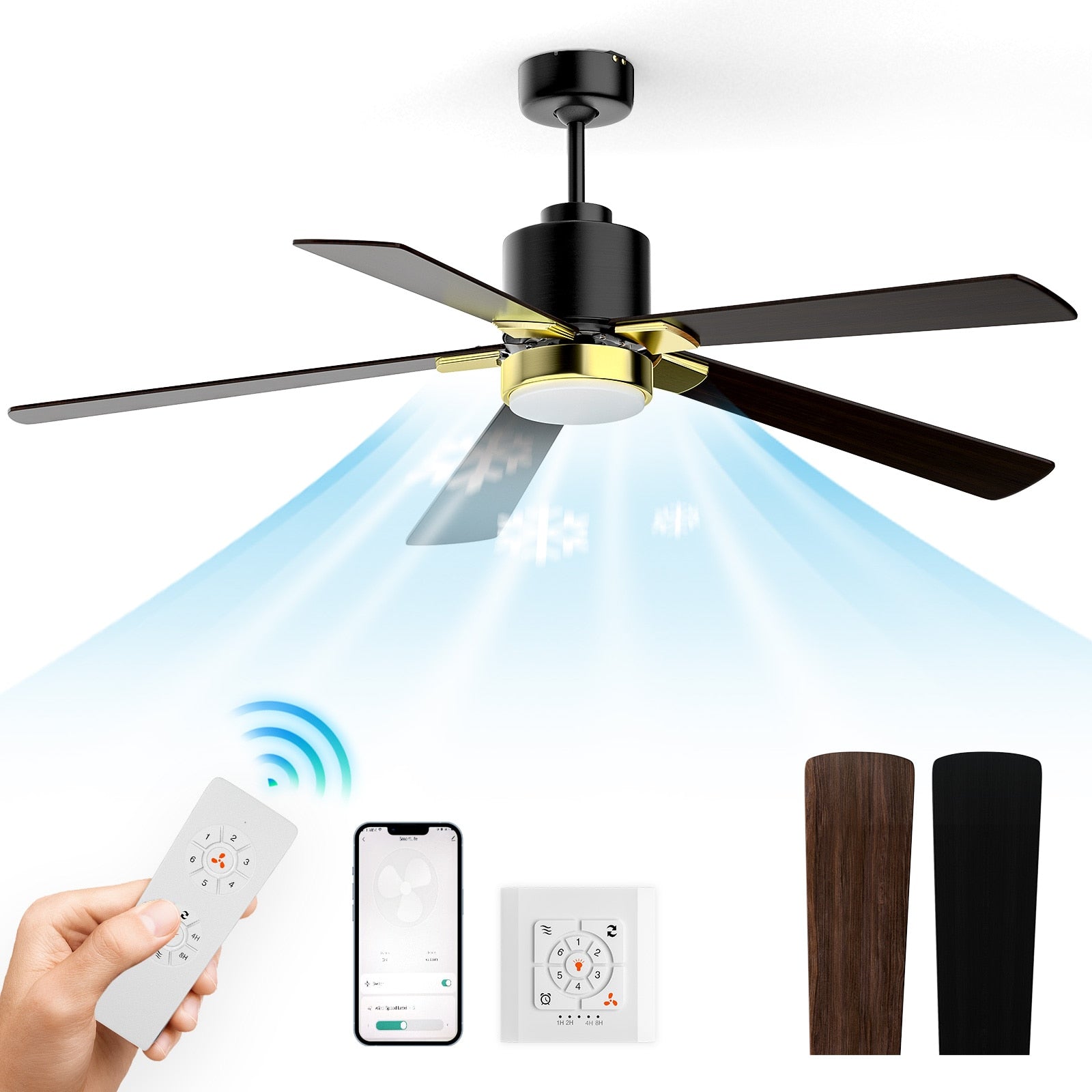 Modern Led Ceiling Fan With Lights DC Motor 6 Speeds Timing Voice/APP/Remote Control Fans Floor Loft Decorative Fan With Light - LEDLIGHTING WHOLESALE